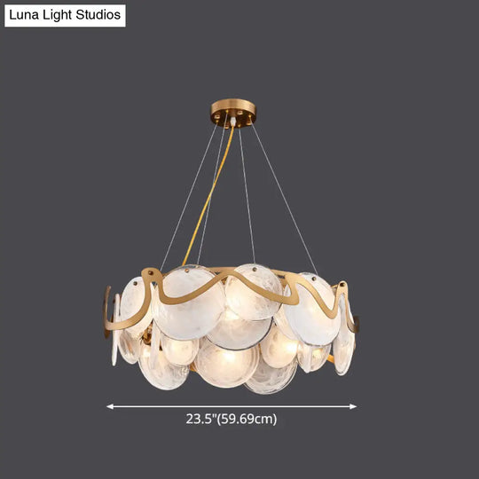 Postmodern Brass Circle Pendant Light For Restaurants - Glass Island Fixture