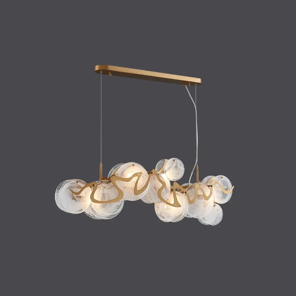 Postmodern Circle Pendant Light: Glass Brass Restaurant Island Fixture 7 / Frosted