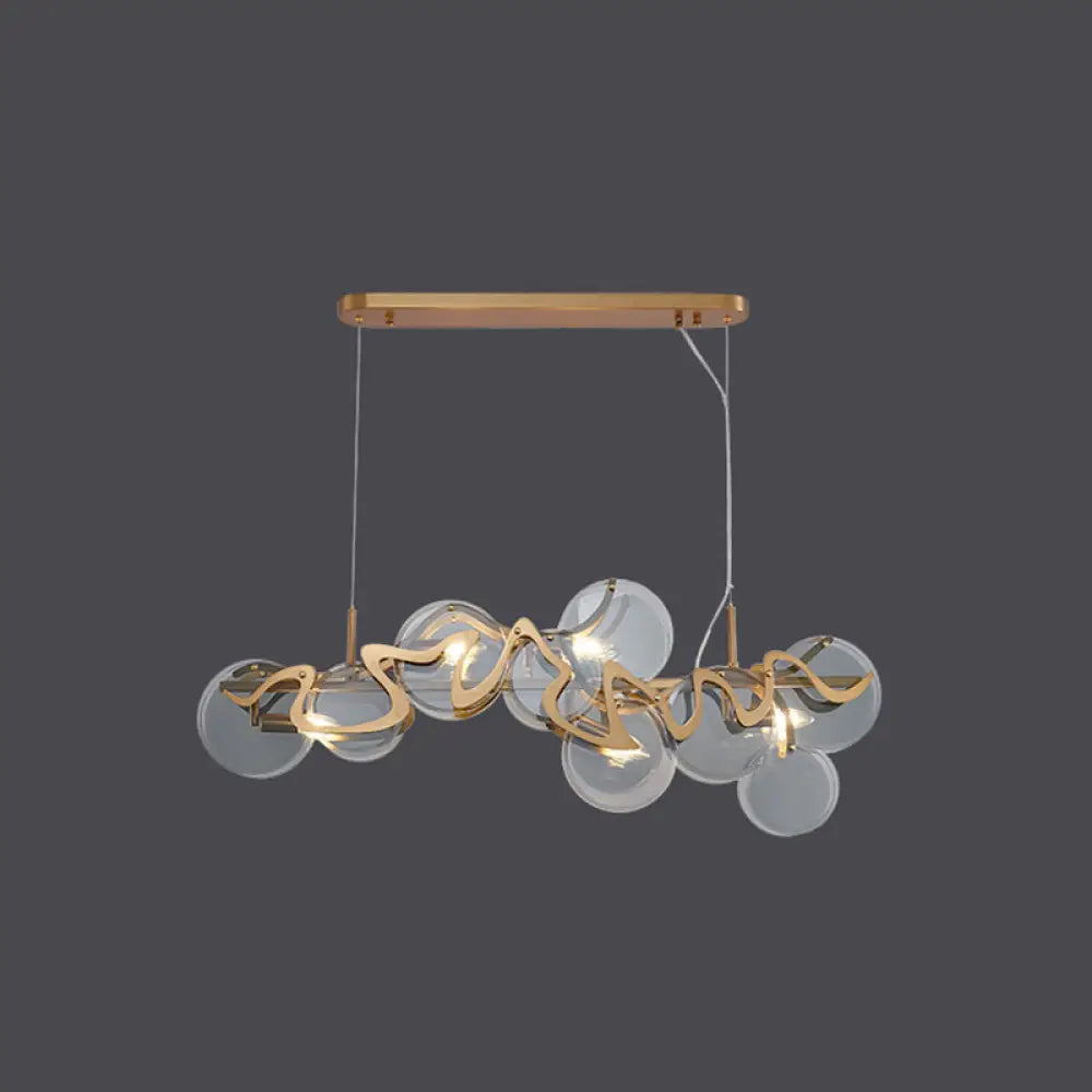 Postmodern Circle Pendant Light: Glass Brass Restaurant Island Fixture 7 / Smoke Grey