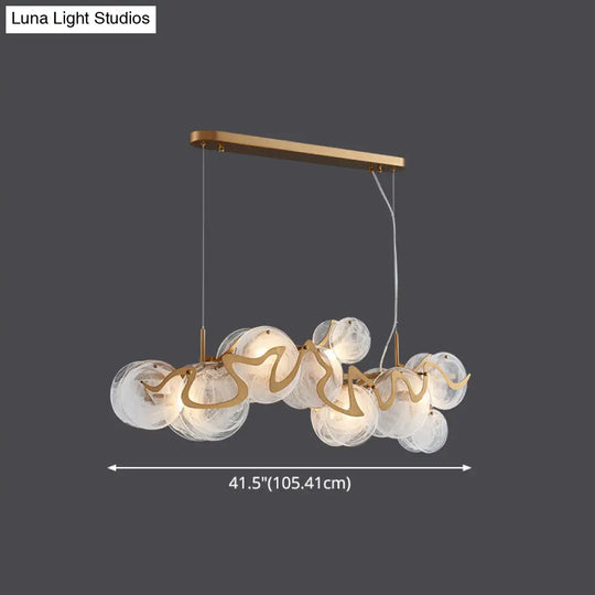 Postmodern Brass Circle Pendant Light For Restaurants - Glass Island Fixture