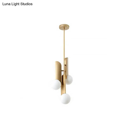 Stylish Cream Glass Ball Pendant Lamp With Gold Finish - Modern Dining Table Suspension Light