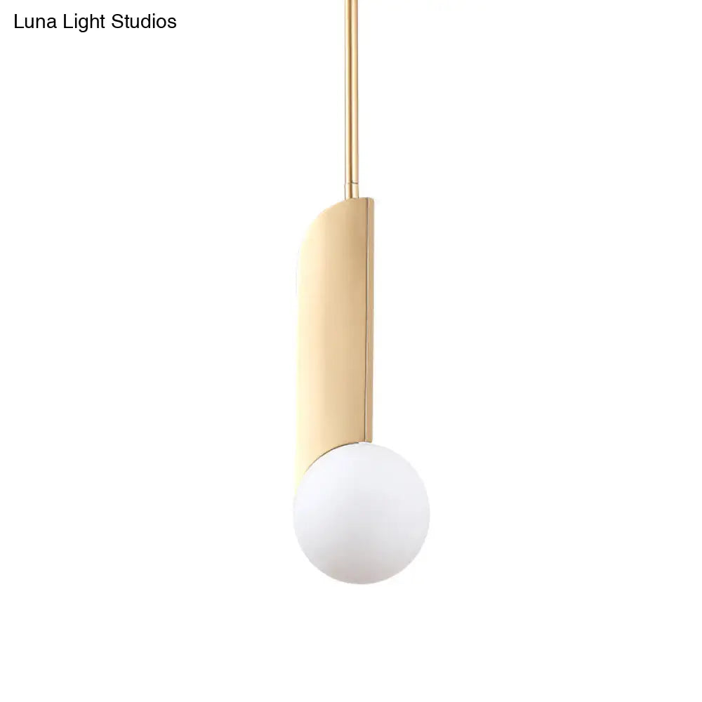 Stylish Cream Glass Ball Pendant Lamp With Gold Finish - Modern Dining Table Suspension Light