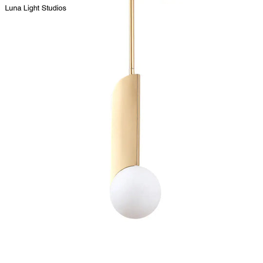 Stylish Cream Glass Ball Pendant Lamp With Gold Finish - Modern Dining Table Suspension Light