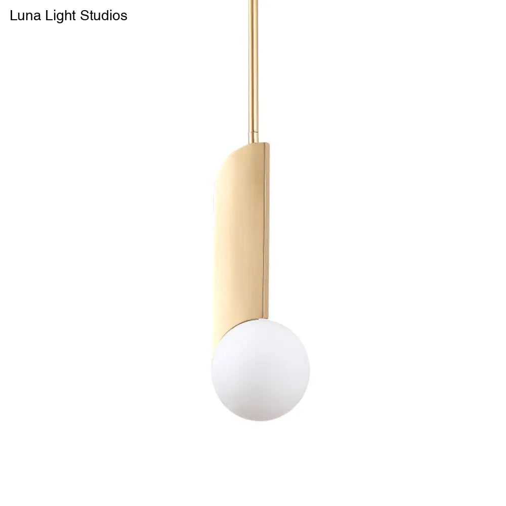 Postmodern Cream Glass Ball Pendant Lamp With Gold Suspension - Dining Table Lighting