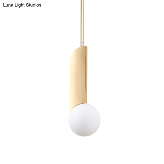 Postmodern Cream Glass Ball Pendant Lamp With Gold Suspension - Dining Table Lighting