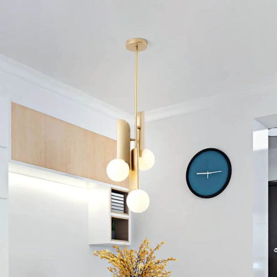 Postmodern Cream Glass Ball Pendant Lamp With Gold Suspension - Dining Table Lighting 3 /