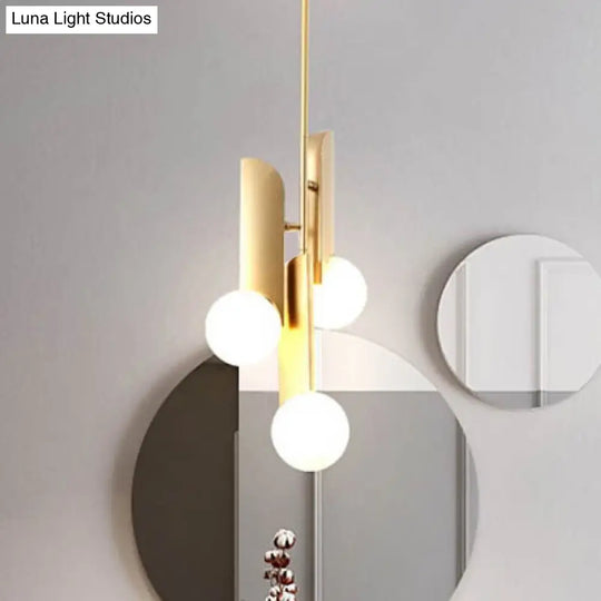 Stylish Cream Glass Ball Pendant Lamp With Gold Finish - Modern Dining Table Suspension Light