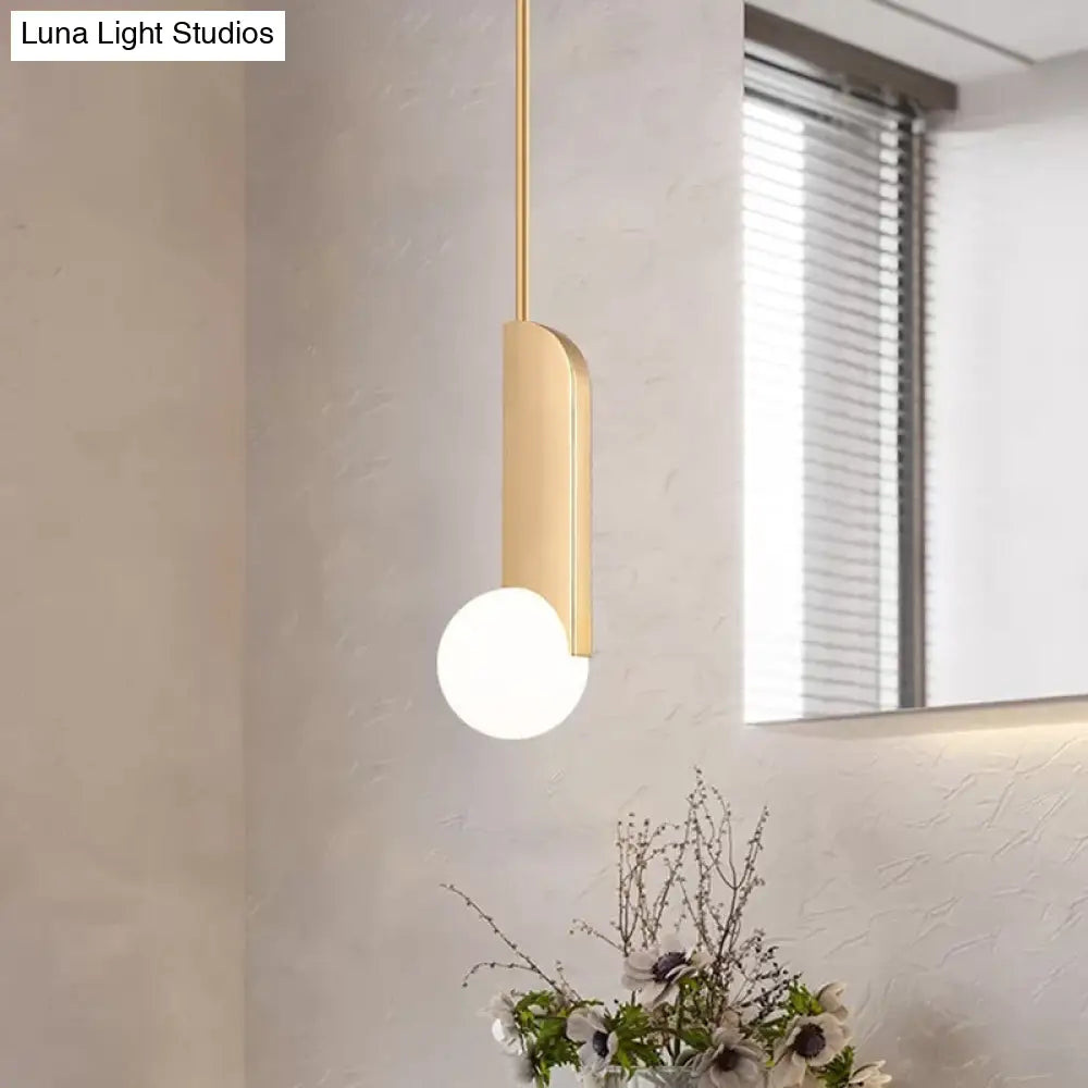 Postmodern Cream Glass Ball Pendant Lamp With Gold Suspension - Dining Table Lighting