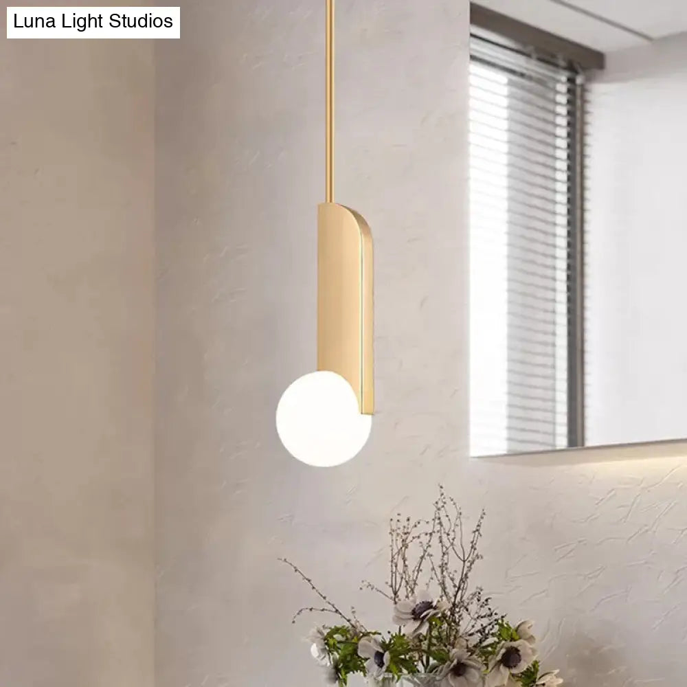 Stylish Cream Glass Ball Pendant Lamp With Gold Finish - Modern Dining Table Suspension Light