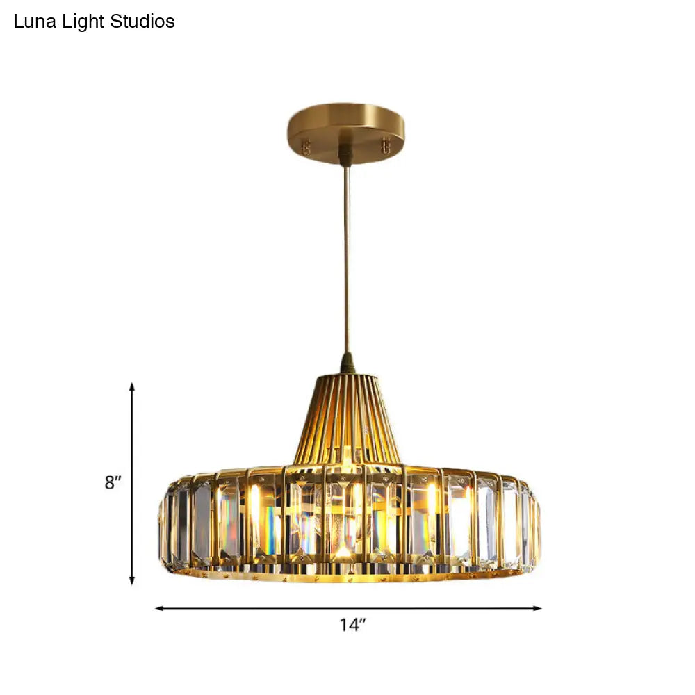 Gold Hat Crystal Pendant Light - Postmodern Ceiling Lamp For Dining Room