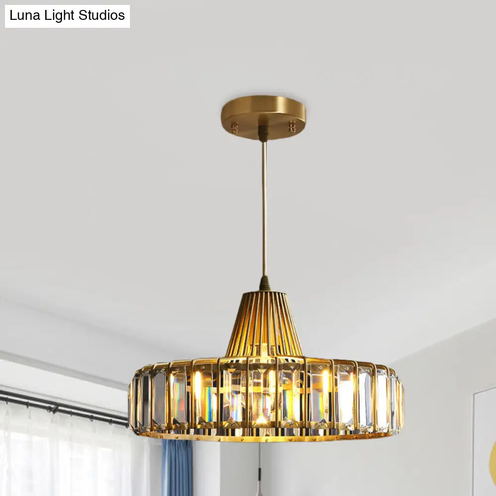 Gold Hat Crystal Pendant Light - Postmodern Ceiling Lamp For Dining Room