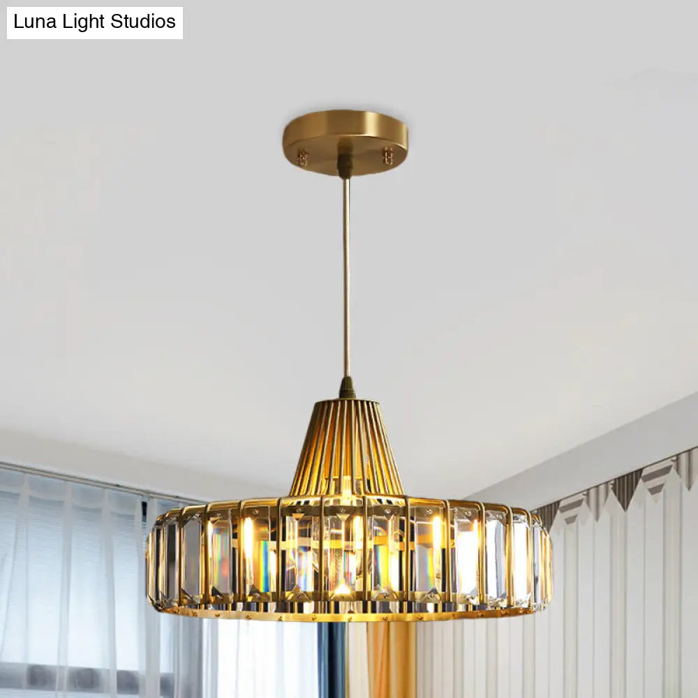 Gold Hat Crystal Pendant Light - Postmodern Ceiling Lamp For Dining Room