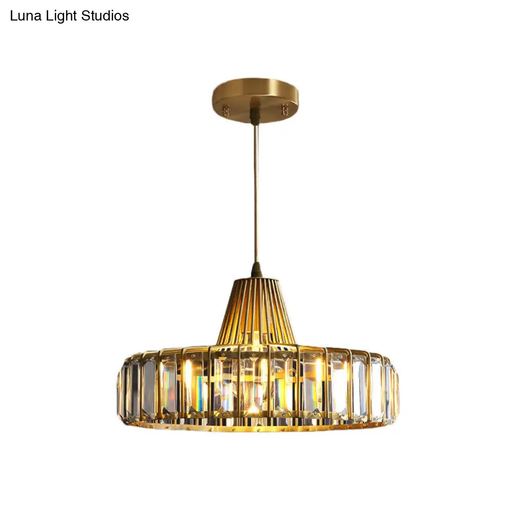 Gold Hat Crystal Pendant Light - Postmodern Ceiling Lamp For Dining Room