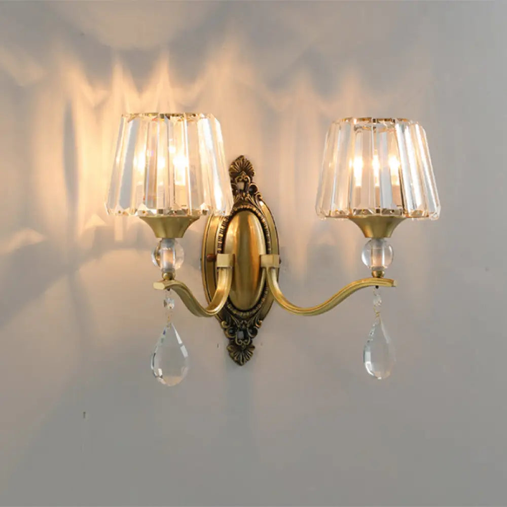 Postmodern Crystal Block Wall Mount Light Sconce In Brass - 1/2 Lights For Living Room 2 /