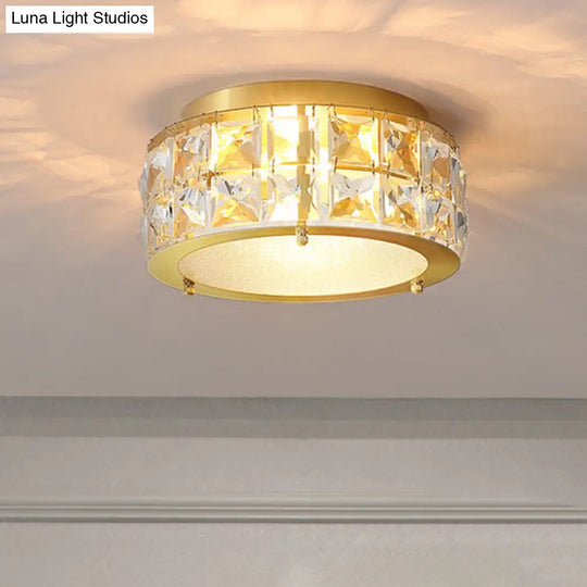 Postmodern Crystal Ceiling Light With Beveled Brass Finish - 2 - Light Bedroom Flush Mount