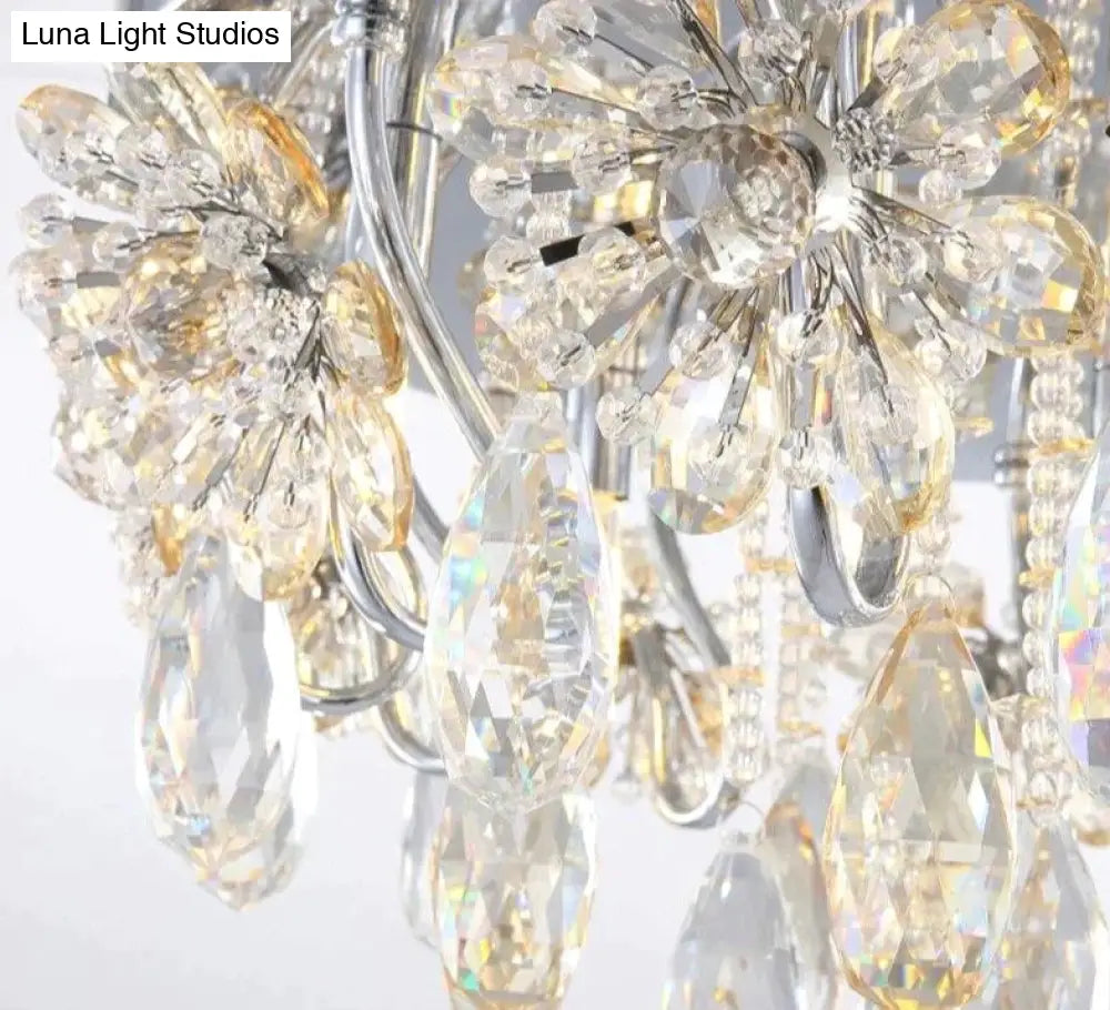 Postmodern Crystal Ceiling Lights For Home Flower Crystals Bedroom Decor Nordic Lamps Living Room