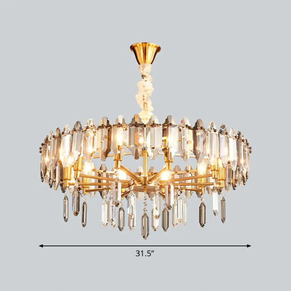 Postmodern Crystal Chandelier For Living Room With Clear Loop Shade 10 /