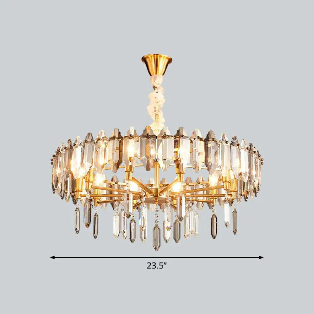 Postmodern Crystal Chandelier For Living Room With Clear Loop Shade 8 /