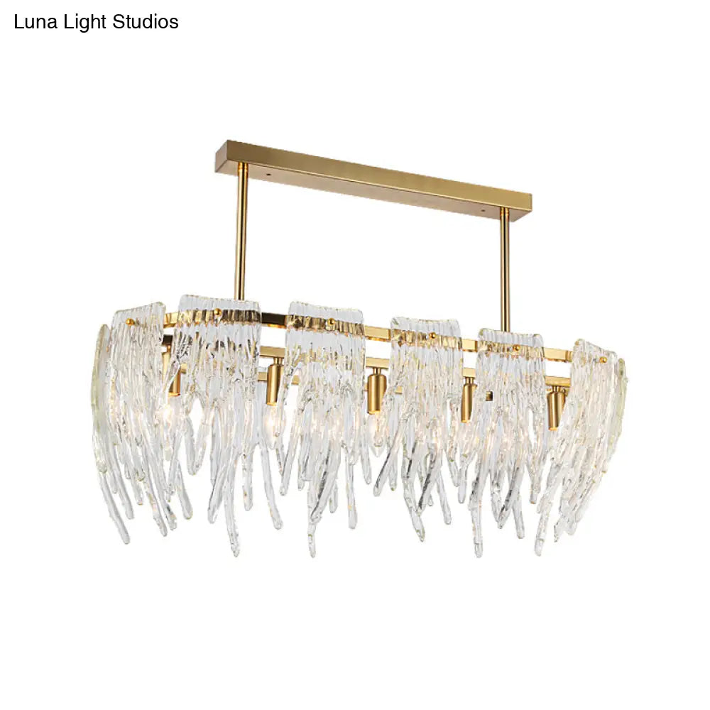 Postmodern Crystal Island Pendant Light Gold - 5-Light Dining Room Down Lighting