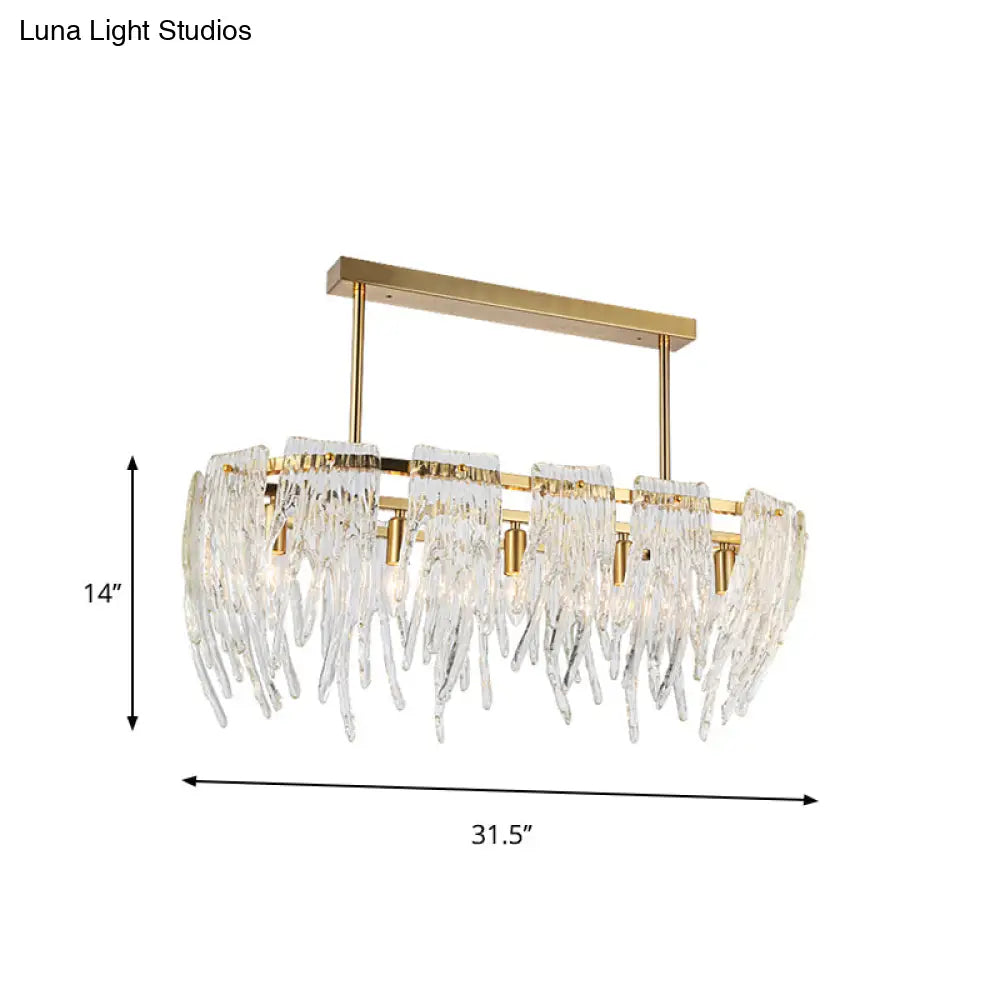 Postmodern Crystal Island Pendant Light Gold - 5-Light Dining Room Down Lighting