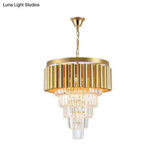 Postmodern Crystal & Metal Chandelier Light - 5/8/10 Lights Gold Finish 16’/19.5’/23.5’ Wide