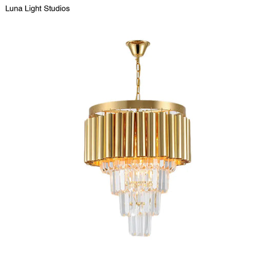 Postmodern Crystal & Metal Chandelier Light - 5/8/10 Lights Gold Finish 16’/19.5’/23.5’ Wide