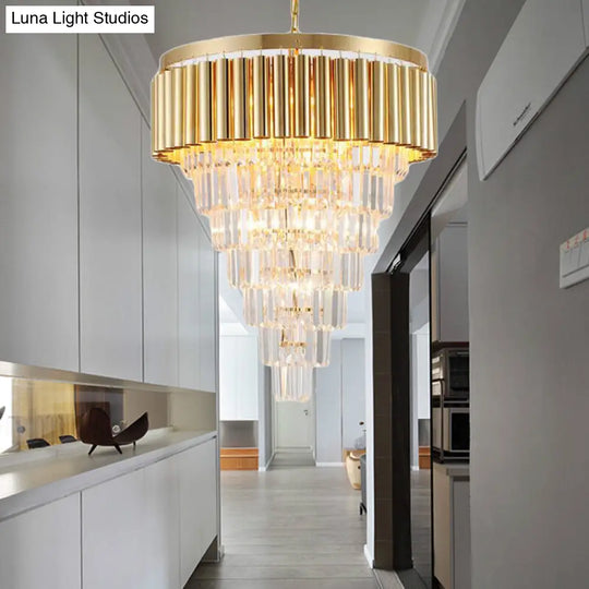 Modern Conical Chandelier Light With Crystal And Metal Accents - 5/8/10 Lights Ceiling Fixture In