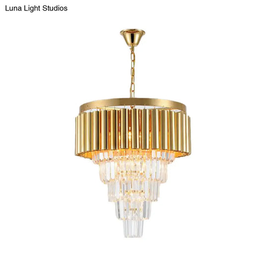 Modern Conical Chandelier Light With Crystal And Metal Accents - 5/8/10 Lights Ceiling Fixture In