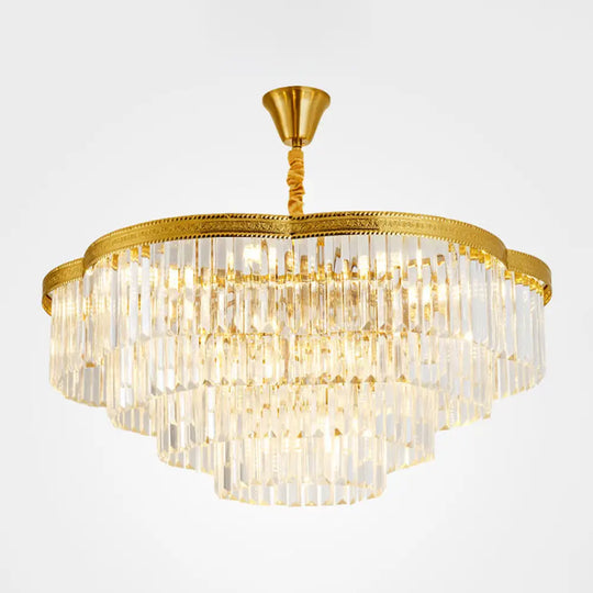 Postmodern Crystal Prism Chandelier Light - Brass Pendant Lamp For Dining Room / 31.5