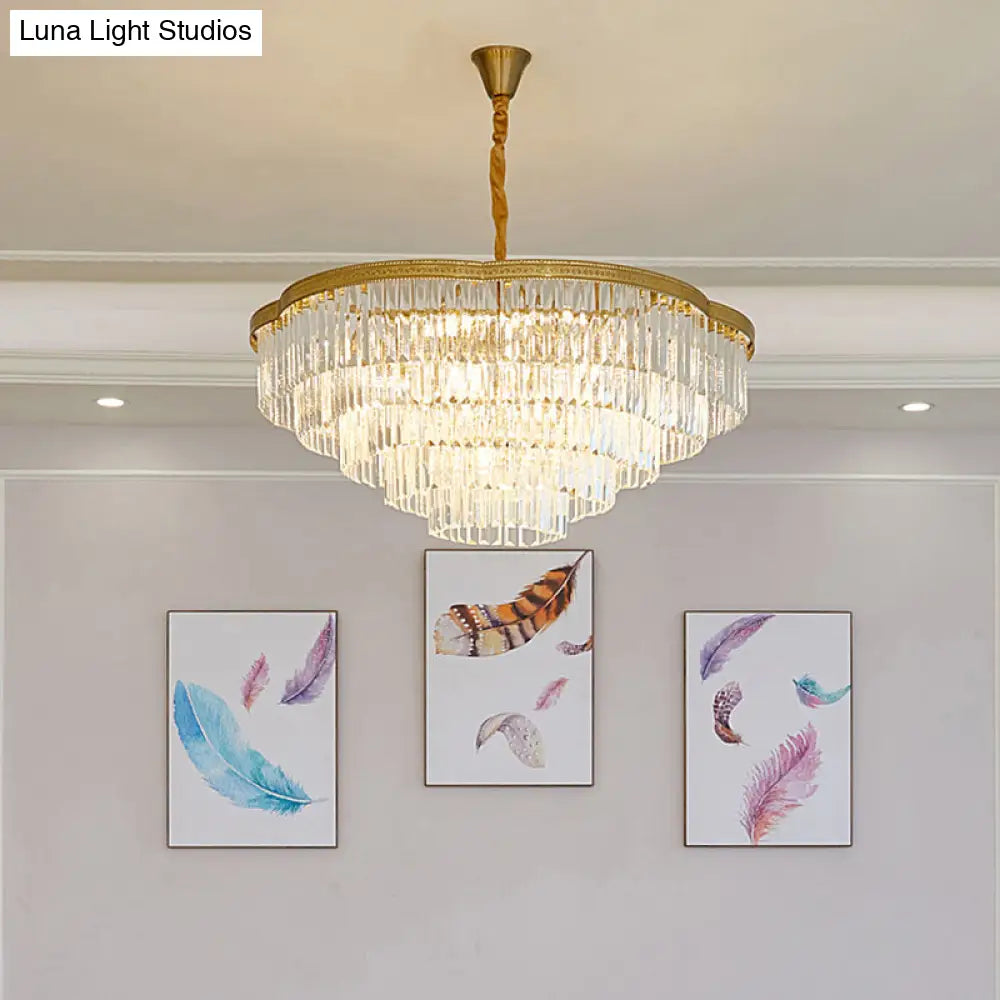 Postmodern Crystal Prism Chandelier Light - Brass Pendant Lamp For Dining Room