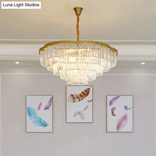 Postmodern Crystal Prism Chandelier Light - Brass Pendant Lamp For Dining Room