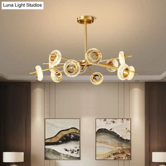 Brass Handmade Crystal Ring Chandelier 8/12/16 Lights Pendant For Living Room Ceiling 12 /