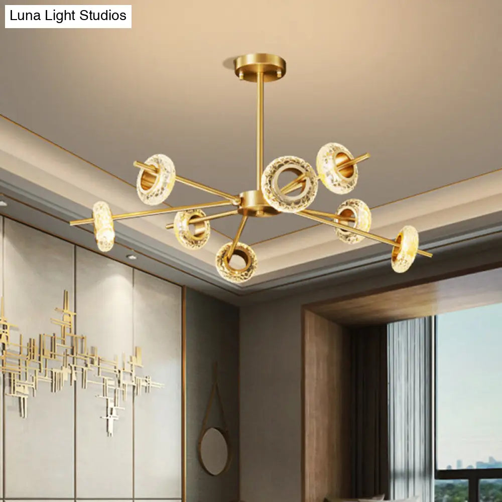 Brass Handmade Crystal Ring Chandelier 8/12/16 Lights Pendant For Living Room Ceiling 8 /