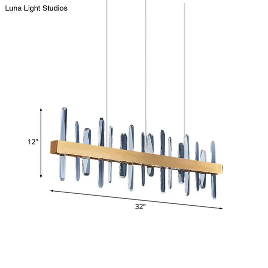 Postmodern Crystal Rod Led Pendant Lamp - Gold Linear Hanging Island Light For Dining Table 32/39