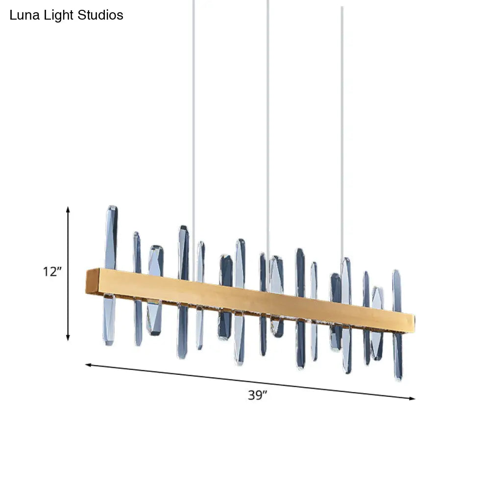 Postmodern Crystal Rod Led Pendant Lamp - Gold Linear Hanging Island Light For Dining Table 32/39