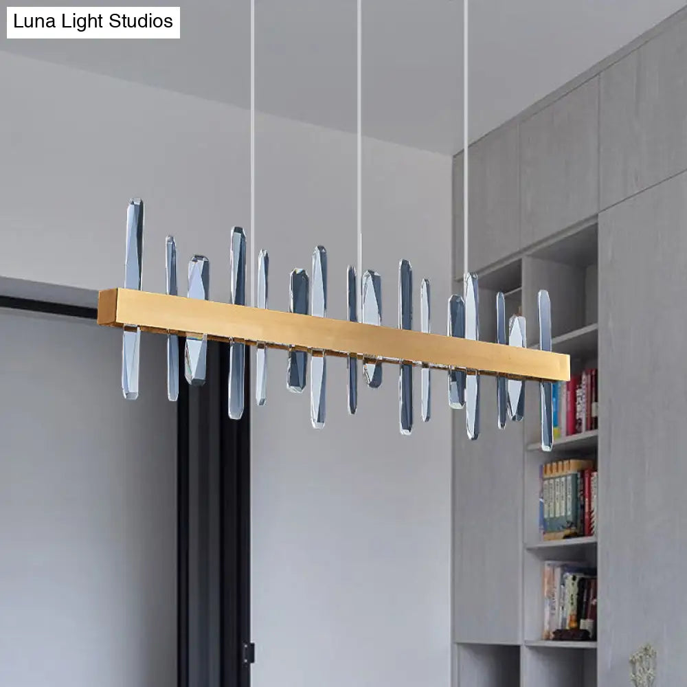 Postmodern Crystal Rod Led Pendant Lamp - Gold Linear Hanging Island Light For Dining Table 32/39