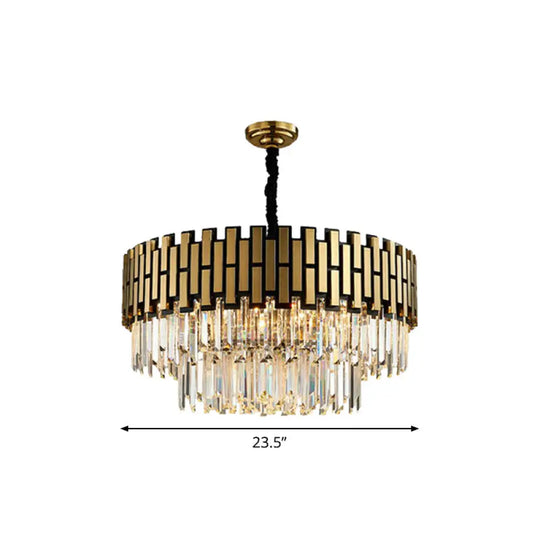 Postmodern Crystal Rods Chandelier Pendant With Gold Finish - Ideal For Living Room Ceiling