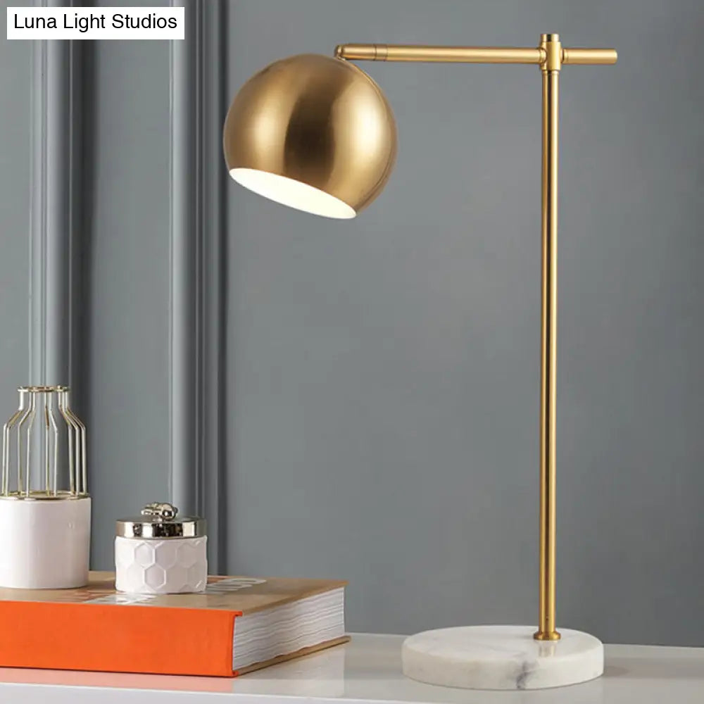 Postmodern Dome Table Lamp - Brass Metal 1 Head Marble Base