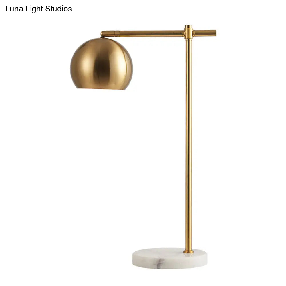 Postmodern Dome Table Lamp - Brass Metal 1 Head Marble Base