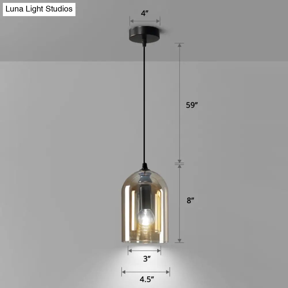 Postmodern Dual Cloche Pendant Bedroom Light With Blown Glass