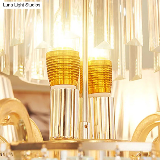 Postmodern Empire Shaped Crystal Rod Pendant Chandelier - 6/8/10 Heads Gold Suspension Light