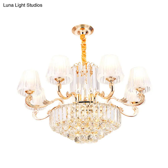 Postmodern Empire Shaped Crystal Rod Pendant Chandelier - 6/8/10 Heads Gold Suspension Light