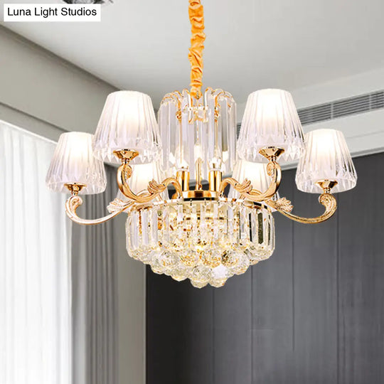 Postmodern Empire Shaped Crystal Rod Pendant Chandelier - 6/8/10 Heads Gold Suspension Light