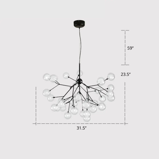 Postmodern Firefly Pendant Lamp With Double Glass Bubbles Ideal For Restaurants 36 / Black