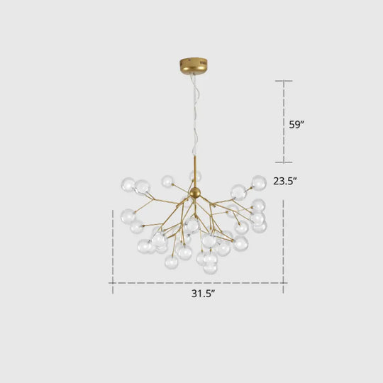 Postmodern Firefly Pendant Lamp With Double Glass Bubbles Ideal For Restaurants 36 / Gold