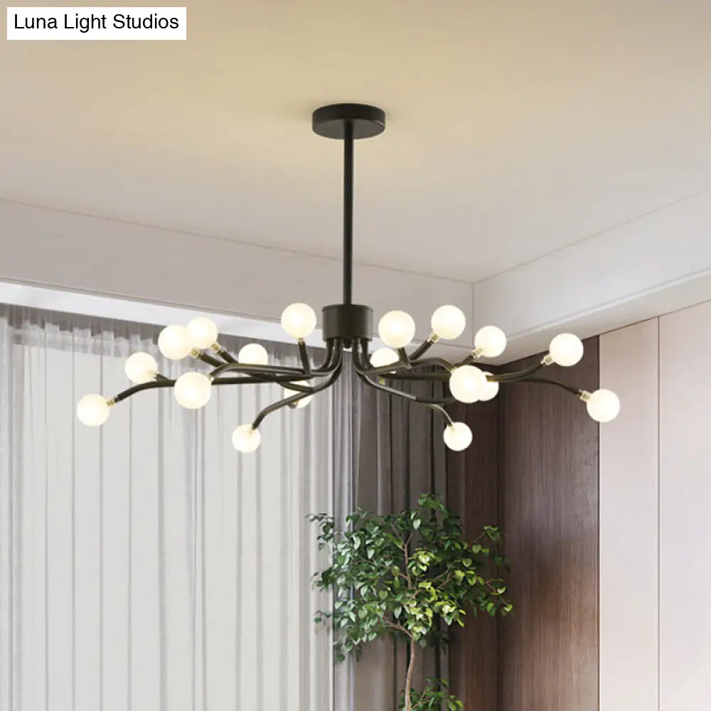 Postmodern Frosted Glass 18-Head Chandelier Lamp Pendant For Dining Room In Black/Gold