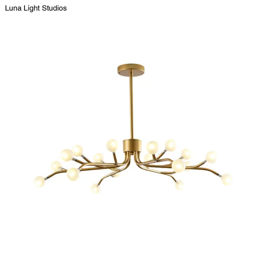 Postmodern Frosted Glass 18-Head Chandelier Lamp Pendant For Dining Room In Black/Gold