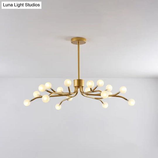 Postmodern Frosted Glass 18-Head Chandelier Lamp Pendant For Dining Room In Black/Gold