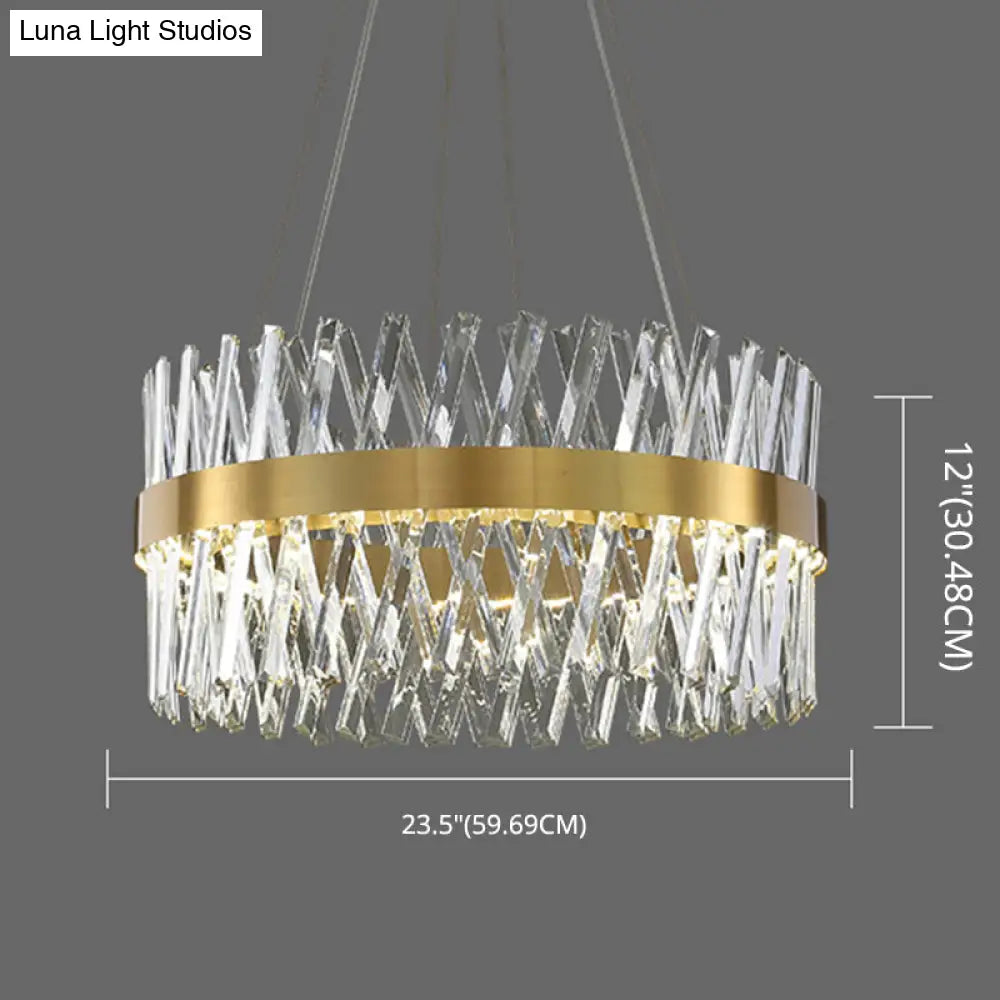 Postmodern Geometric K9 Crystal Pendant Light In Gold For Bedroom Or Island With Led