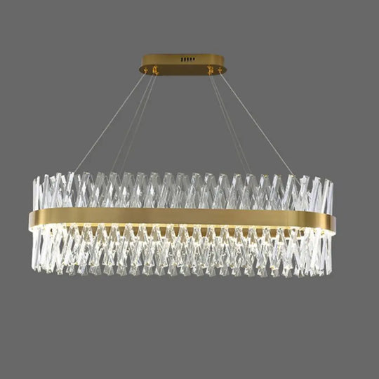 Postmodern Geometric K9 Crystal Pendant Light In Gold For Bedroom Or Island With Led / 39 Oval